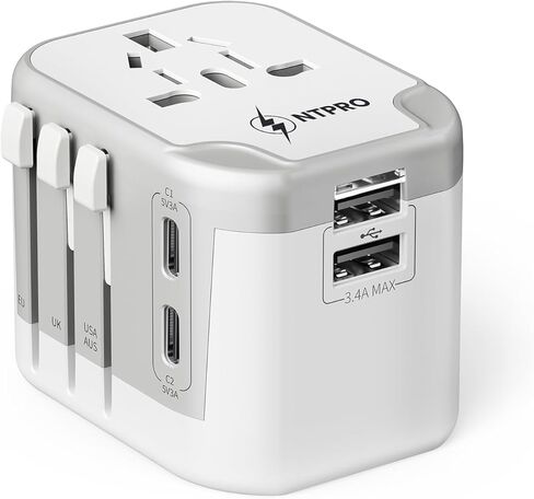 Universal Adapter 35W PD, 10A Portable Charger, International Power Adapter with 3 USB C and 2 USB A Ports, Travel Size Worldwide Wall Charger for USA EU UK AUS, 2500W Max, Use Over 160 Countries in Saudi Arabia