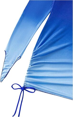 MakeMeChic Women's 3 Piece Halter String Triangle Thong Bikini Set with Ombre Drawstring Cover Up in Saudi Arabia