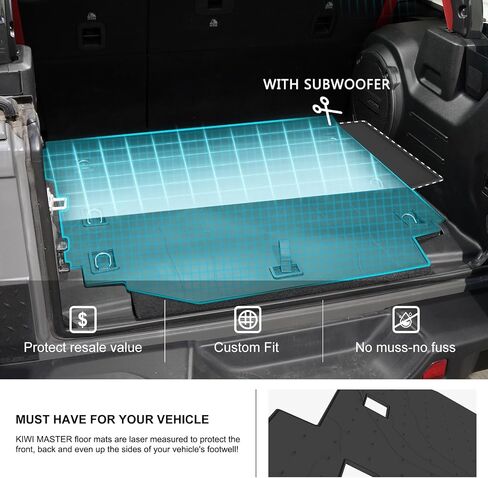 KIWI MASTER Cargo Liner Compatible for 2007-2018 Jeep Wrangler JK All Weather Custom Fit Trunk Mat - Only Fit Models Without Factory Subwoofer 82213184 in Kuwait