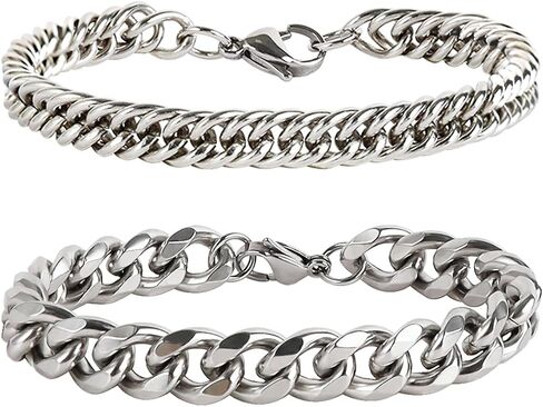 Stainless Steel Cuban Link Chain Bracelets for Men 6MM/8MM/12MM Width 7/8 Inch Length Classic Jewelry in Saudi Arabia