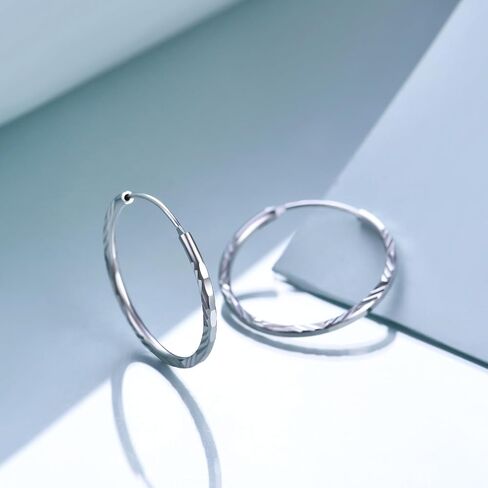 925 Sterling Silver Hoop Earrings for Men 25mm/35mm/45mm Huggie Hoop Earrings Birthday Mothers Day Jewelry for Women Mom Girlfriend in Kuwait
