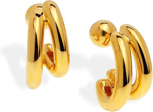 Chunky Lightweight Two Tone Open Hoop Earrings for Women, statement Trendy Thick Big Split Stud Earing Prom Jewelry Gift. in Saudi Arabia