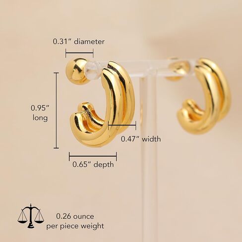 Chunky Lightweight Two Tone Open Hoop Earrings for Women, statement Trendy Thick Big Split Stud Earing Prom Jewelry Gift. in Saudi Arabia