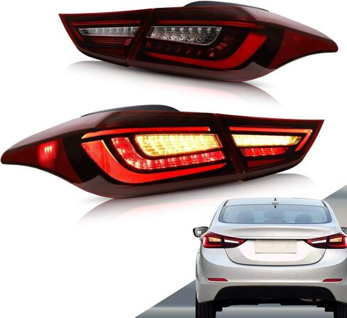 VLAND LED Tail lights Compatible with Hyundai Elantra Sedan 2012-2016 & Elantra Coupe 13-14 w/Amber Sequential, Rear Lamp Assembly Including Passenger& Driver Sides, Red&Clear in Kuwait