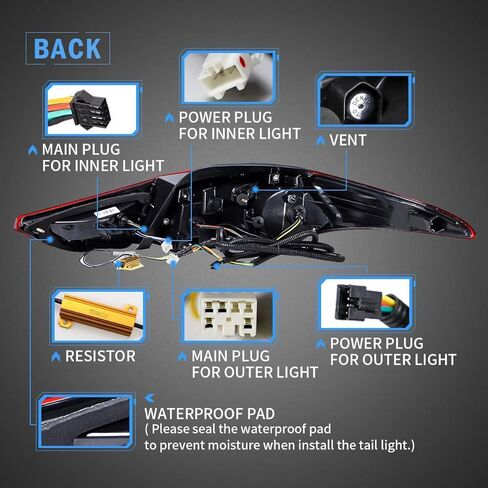 VLAND LED Tail lights Compatible with Hyundai Elantra Sedan 2012-2016 & Elantra Coupe 13-14 w/Amber Sequential, Rear Lamp Assembly Including Passenger& Driver Sides, Red&Clear in Kuwait