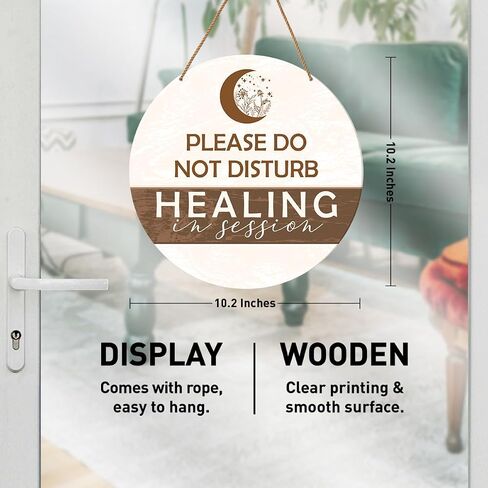 Treatment in Session Door Sign, in Session Door Hanging Sign for Therapists Counselor Therapy Office Spa Room Reiki Studio Decor Do Not Disturb Door Sign Rustic Wall Decorations Massage in Session in Kuwait