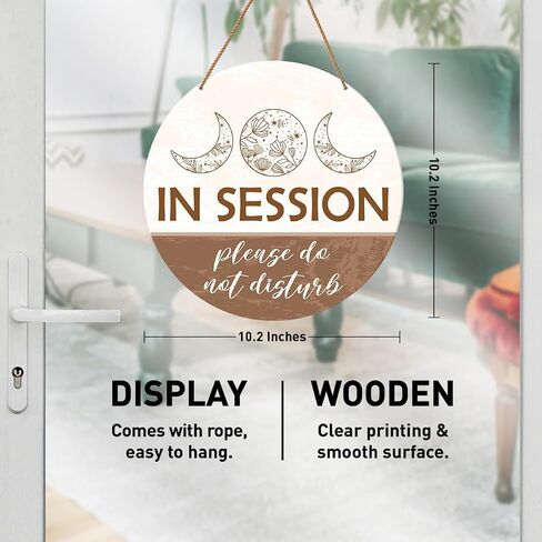 Treatment in Session Door Sign, in Session Door Hanging Sign for Therapists Counselor Therapy Office Spa Room Reiki Studio Decor Do Not Disturb Door Sign Rustic Wall Decorations Massage in Session in Kuwait