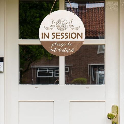 Treatment in Session Door Sign, in Session Door Hanging Sign for Therapists Counselor Therapy Office Spa Room Reiki Studio Decor Do Not Disturb Door Sign Rustic Wall Decorations Massage in Session in Kuwait