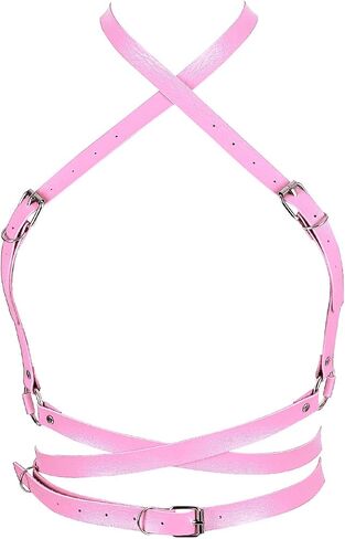 Punk Leather Harness Breast Belts Cross Tops Womens Lingerie Body Fashion Waist Accessories Clothing in Saudi Arabia