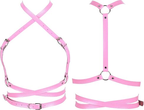 Punk Leather Harness Breast Belts Cross Tops Womens Lingerie Body Fashion Waist Accessories Clothing in Saudi Arabia