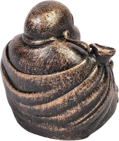 Juvale Sitting Laughing Buddha Statue Figurine Tealight for Home Garden Decor Feng Shui Gift - Black/Gold, 10 x 3.5 x 1.75 inch in Saudi Arabia