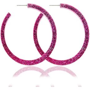 Glitter Hoop Earrings Sparkle Acrylic Crystal Hoop Earrings Round Circle Sequins Earrings Costume Party Jewelry