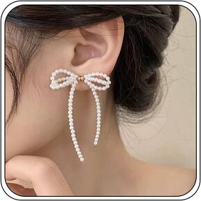 Pearl Hoop Earrings for Women, Statement Large Hoop Pearl Dangle Earrings Trendy Unique Gold Plated Beaded Pierced Earrings for Holiday Jewelry Gifts in Kuwait