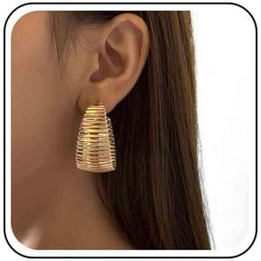 Vintage Large Wide Circle Drop Earrings Matte Circle Hoop Dangle Earrings Gold Hammered Circle Earrings Exaggerated Circle Huggie Hoop Earrings Jewelry for Women