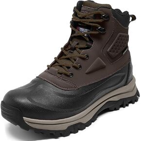 Snow Boots for Men Insulated Waterproof Construction Winter Hiking Boots Dark Brown Size 13