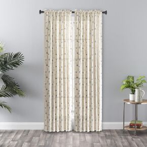 Ellis Curtain Zoe Crushed Taffeta Open Floral Print Curtain Panel, 48 by 63-Inch, Blue