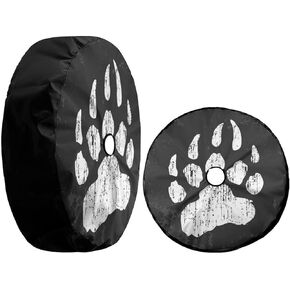 KiuLoam Bear Paw Spare Tire Cover with Backup Camera Hole Universal Sunscreen Waterproof Wheel Covers for Trailer RV SUV Truck and Many Vehicles (17" for Diameter 31"-33")