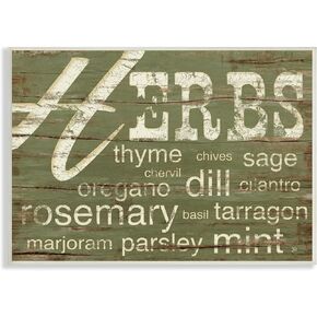 Stupell Home Décor Herbs And Words Green Kitchen Wall Plaque, 10 x 0.5 x 15, Proudly Made in USA