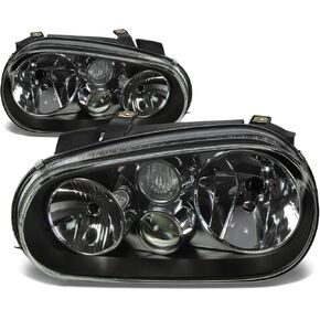 DNA MOTORING Pair of Black/CLear Lens Headlights Compatible with VW 99-06 Golf / 99-02 Cabrio, HL-OH-VWGOLF99-BK