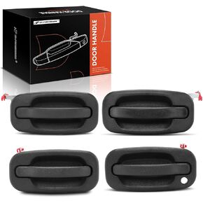 A-Premium Outside Exterior Door Handles Compatible with Chevrolet Silverado 1500 2500 3500, Tahoe, Suburban, Avalanche & GMC Sierra, Yukon & Cadillac Escalade, Textured Black, 4-PC Set, Front and Rear