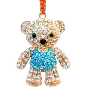 Bear Christmas Ornaments Crystal Bear Ornament for Christmas Tree Decor Rhinestones Blue Bear Christmas Ornaments for Boys Kids Son Teen Boys Gifts Holiday Decorations Party Supplies
