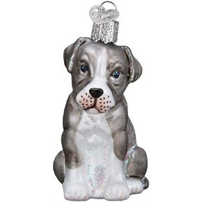 Old World Christmas Ornaments Pitbull Pup Glass Blown Ornaments for Christmas Tree