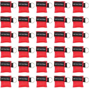 Set of 50 CPR Mask, Disposable CPR Shield Mask Emergency Mask Key Chain Ring ,with One-Way Valve Breathing Barrier for First Aid or AED Training (Colorful-50PCS)