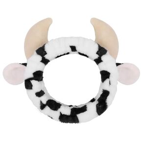 Huachi Cow Hairband for Washing Face, Soft Microfiber Spa Headband for Women & Girls, Cute Animal Print, Facial Cleansing Head Wraps, Perfect for Skincare, Makeup, Pajama Parties, Stocking Stuffers