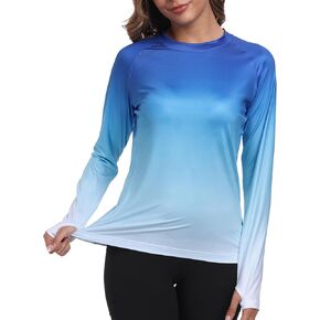 Womens Rash Guard Long Sleeve UPF 50+ Swim Shirts Moisture Wicking UV Protection SPF Sun Shirts Fishing QYY24025