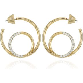 Vince Camuto Gold Tone Stark Multi Double Hoop Earrings with Glass Stones Earrings
