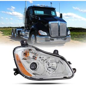 Kenworth T680 Headlights Headlamps 2013-2021 Replacement Left Driver Side [Included All Bulbs] DOT SAE Approved Projector Low Beam Reflecting High Beam Headlights Assembly