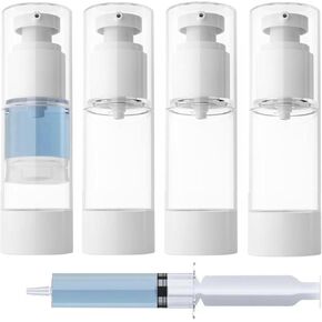 1oz/30ml Travel Bottle, TSA Approved Travel Containers,Travel Toiletry Bottles, Mini Makeup Bottle,Reusable Transparent Sealed Skin Care Products Travel Airless Pump Bottle【1oz/30ml-(Pack of 4)】