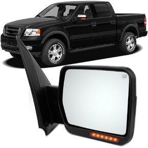 OCPTY Towing Mirror Right Side Replacement Fit For 2004-2014 For Ford For F150 Pickup Truck Pickup Tow Mirror Power Adjusted Heated Turn Signal Puddle Light Chrome