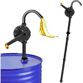 15-55 Gallon Drum Pump, 10 GPM Flow, Manual Rotary Barrel Pump, Corrosion-Resistant Chemical Pump for Rapid Transfer of Water, Cleaners, Fuel, Corrosive Chemicals, and More