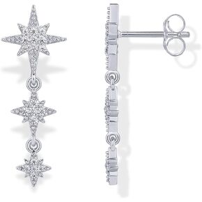 PAVOI 14K Gold Plated Sterling Silver Posts Cubic Zirconia North Star Drop Dangle Earrings for Women | Celestial Gold Statement Earrings