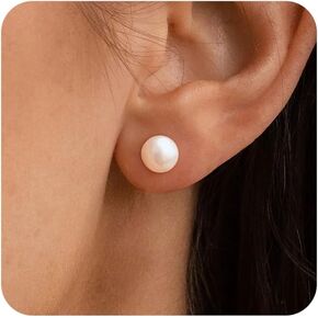 TOBENY Pearl Earrings for Women Trendy Dainty 14K Gold Plated Pearl Dangle Earrings Statement White Pearl Drop Earrings Dangling Bridal Wedding Huggie Hoop Earrings for Women Gifts Jewelry