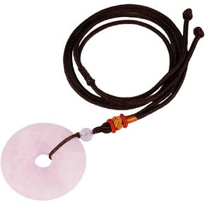 TUMBEELLUWA Healing Stone Pendant Crystal Necklace Chakra Quartz Cord Donut Shape Lucky Amulet Handmade Jewelry for Women Men