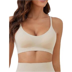 MakeMeChic Women's Spaghetti Strap Wireless Bra Removable Pads Seamless Bralettes