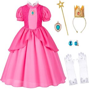 Pink Princess Dress for Girls - Princess Costume for Little Girls Dress Up with Accessories