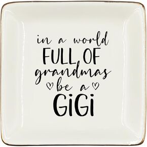 WODMIS Grandmas Gigi Gifts Ceramic Jewelry Tray Dish, Mothers Day Birthday Gifts, Best Gigi Best Jewelry Plate Ring Trinket Dish, Thank You Gifts for Nana from Grandchildren 491