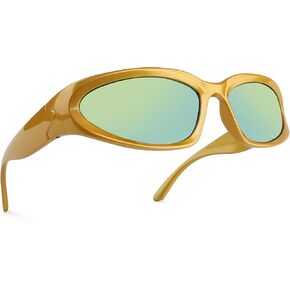 KENBO Y2K Sunglasses Wrap Around Futuristic Sunglasses Womens Men Swift Oval Fashion Sport Shades Sun Glasses