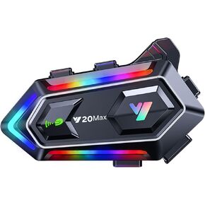 Y20 Motorcycle Helmet Bluetooth Headset, Flash Color RGB Lighting Effect, Bluetooth 5.3 Headphone, Smart Noise Reduction, HiFi Level Sound Quality, IPX6, Compatible with All Helmets in Saudi Arabia