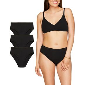 Women's Organic Cotton Mid-Rise Bikini 3-Pack, All Day Comfort, Natural Knickey Underwear, Breathable Undies for All