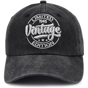 Vintage 1975 1965 1955 1945 1935 Limited Edition Baseball Cap for Women Men, 50th 60th 70th 80th 90th Birthday Hat