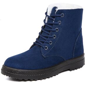 Boots for Women Snow Suede Solid Colour Winter Shoes Lace-Up Boots Ladies Platform Ankle Shoes (Red, Adult, Women's, 8, Digital, US Shoe System, M (Medium))