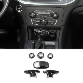 Voodonala for Challenger Charger Gear Shift Radio AC Switch Knob Protection Cover Trim for 2015-2024+ Dodge Challenger Charger Interior Accessories,Carbon Fiber 6PCS