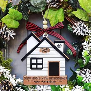 House Warming Gifts New Home Ornament Wood 2025, Christmas Ornament Decorations, First Christmas in Our New Home Ornament, Housewarming Gifts New Home Ornament, Christmas Tree Decoration (House-Key)