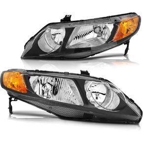 ECCPP Headlight Assembly For Honda Civic Sedan 2006-2011 Driver and Passenger Side Headlamps
