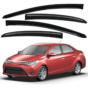 Lightronic WV94914 Outside-Mount Side Window Visor Deflector Rain Guard, Dark Smoke, 4-Pieces Set, Fits 2007-2013 Toyota Yaris Sedan (EXCLUDES Hatchback)