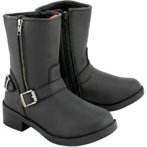 Milwaukee Leather MBL9475 Women's Classic Black Engineer Style Fashion Motorcycle Riding Boots w/Side Zipper - 7